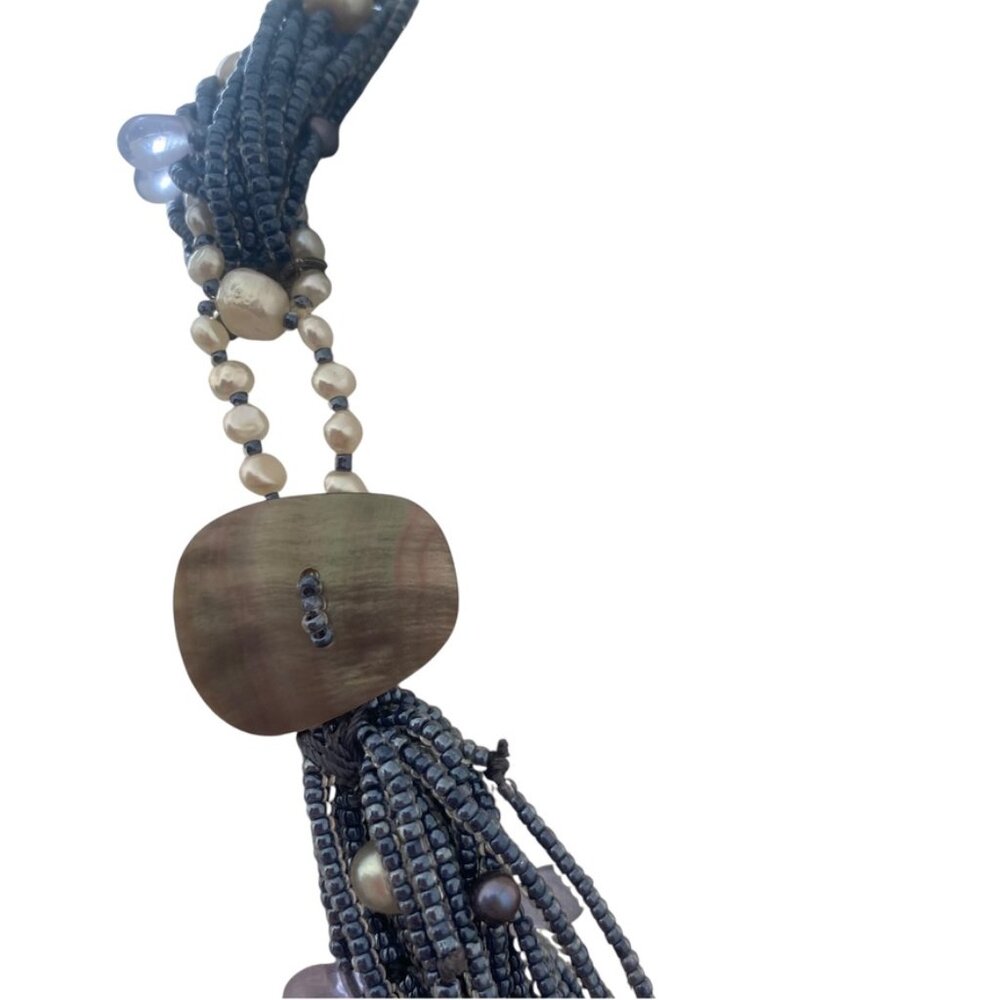 Vintage Tanner Chucnky multistrand necklace with freshwater pearls blue Iconic - Picture 7 of 16